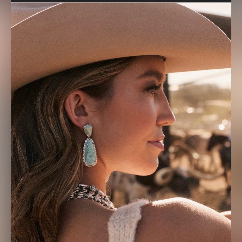 💛KENDRA SCOTT JAMIE ETCH FRAME VINTAGE SILVER DROP EARRINGS💛